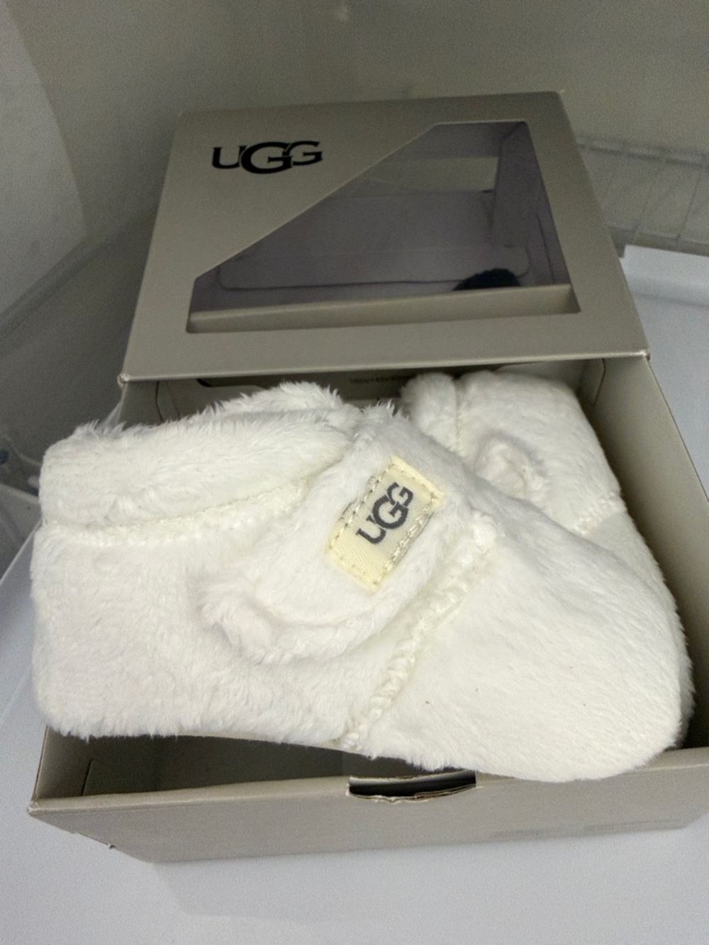 UGG Baby White Plush Slipper Socks